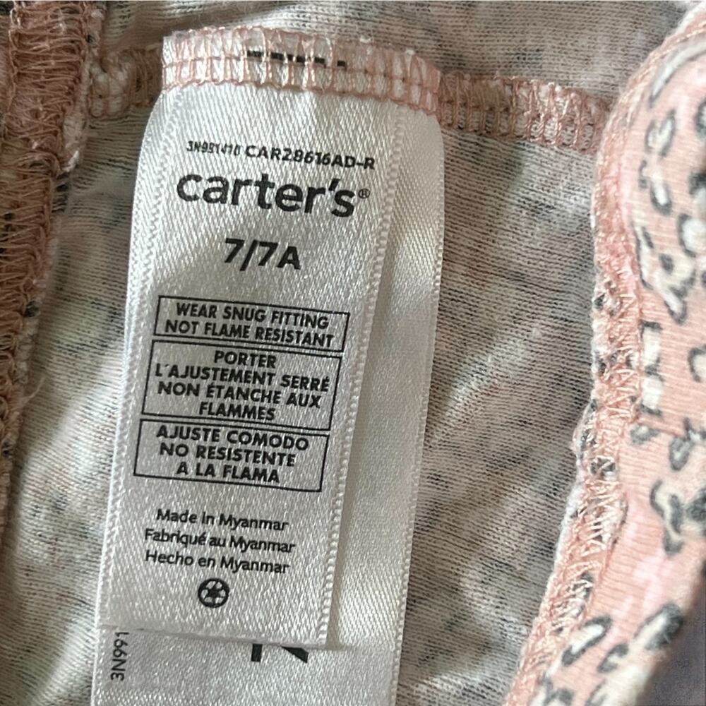 Carter's Girls Pajamas Butterfly Theme Pajama 2pcs Set Pink & White Size 7 - Picture 3 of 3